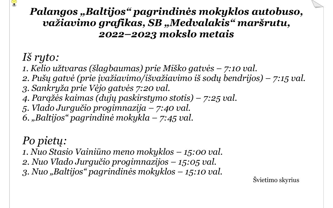 Autobusų važiavimo grafikas
